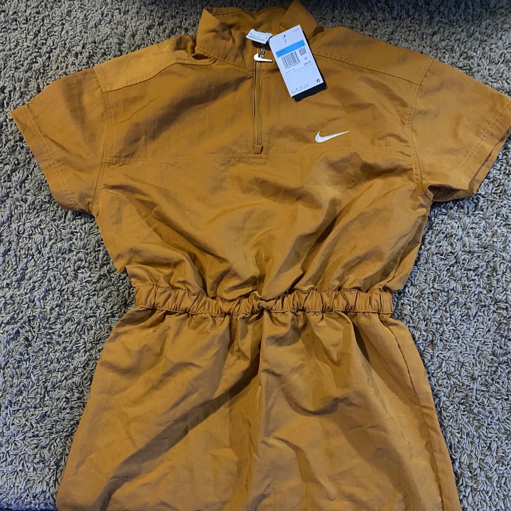 Nike Women's Short Sleeve Elastic Waist Dress in Mustard